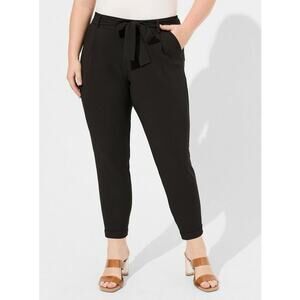 Studio By Torrid Black Pull On Tie Belt High Rise Cuffed Crepe Pants Size 0/L